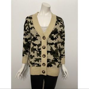Catherine Malandrino Button Camo Cardigan